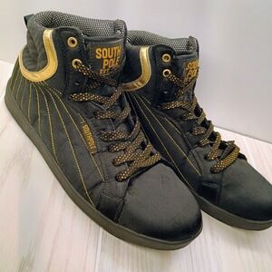 Southpole Shoes‎ Sneakers Womens Sz 10 Black & Gold High Top Streetwear Hip Hop